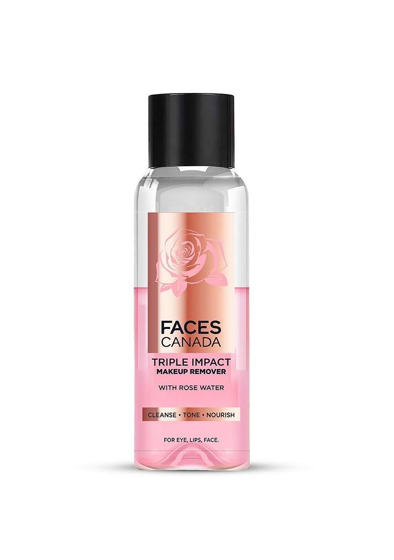 Faces Canada 3 In 1 Biphase Remover Triple Impact Makeup With Rose Water 120 Ml - Indya