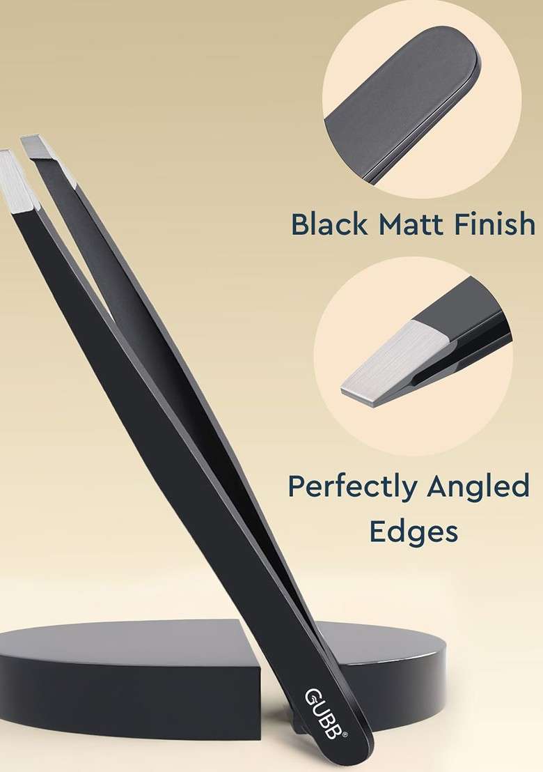 Gubb Metal Slant Tip Tweezer Plucker Black - Indya