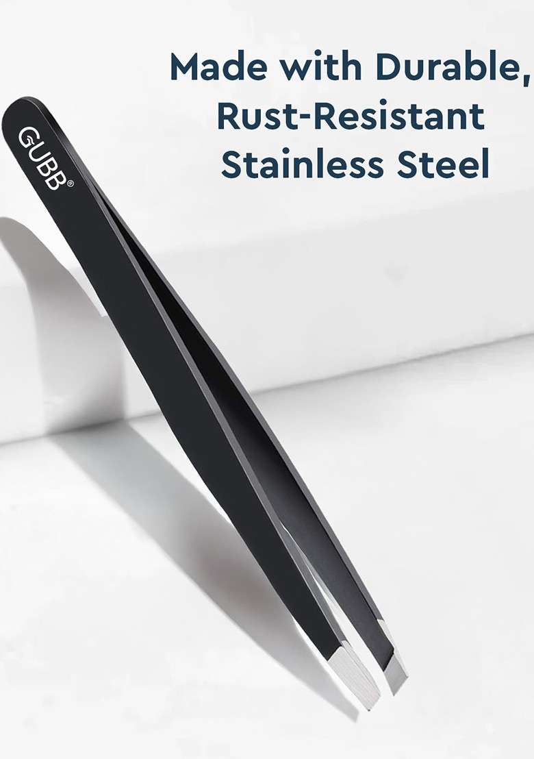 Gubb Metal Slant Tip Tweezer Plucker Black - Indya