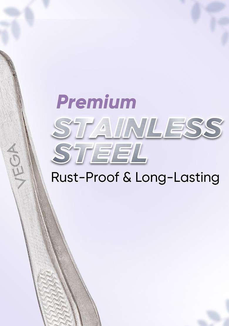 Vega Tw 03 Tweezer With Slant Tip Silver Toned - Indya