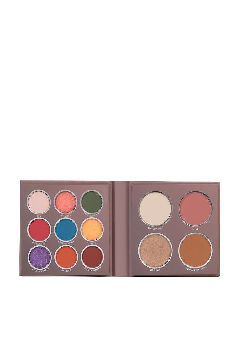 Mars 9 Eyeshadow Palette With 1 Highlighter Blusher Bronzer Compact Powder 16G - Indya