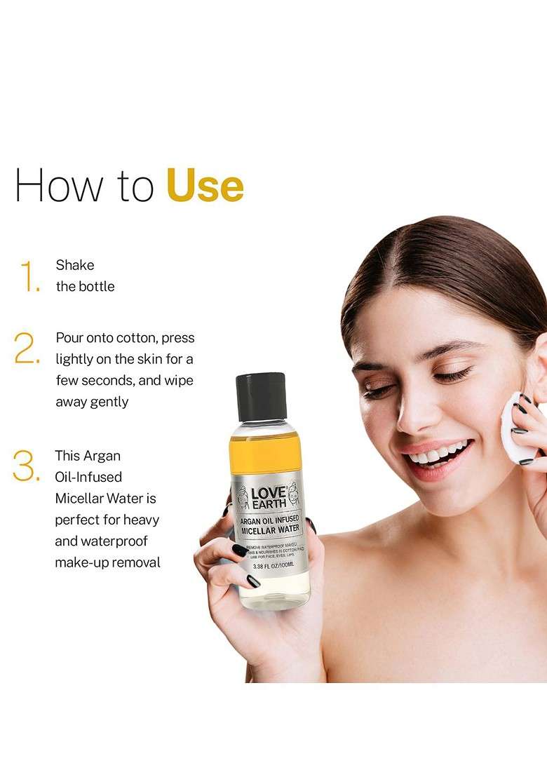 Love Earth Argan Oil Infused Micellar Water Makeup Pollutant Remover 100 Ml - Indya