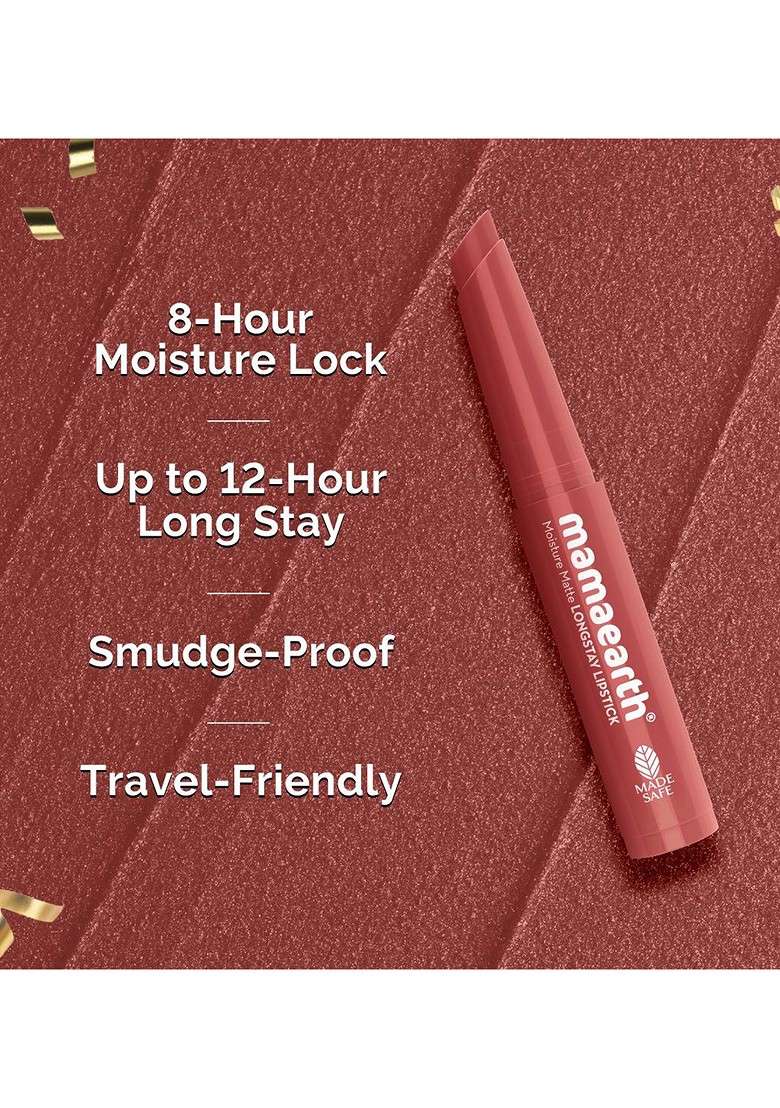 Mamaearth Set Of 3 Moisture Matte Long Stay Lipstick 2 1 Gm Each Bright Bold - Indya
