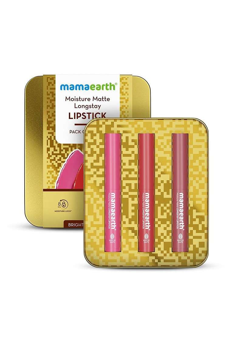 Mamaearth Set Of 3 Moisture Matte Long Stay Lipstick 2 1 Gm Each Bright Bold - Indya