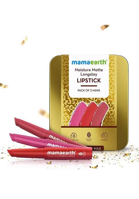 Mamaearth Set Of 3 Moisture Matte Long Stay Lipstick 2 1 Gm Each Bright Bold
