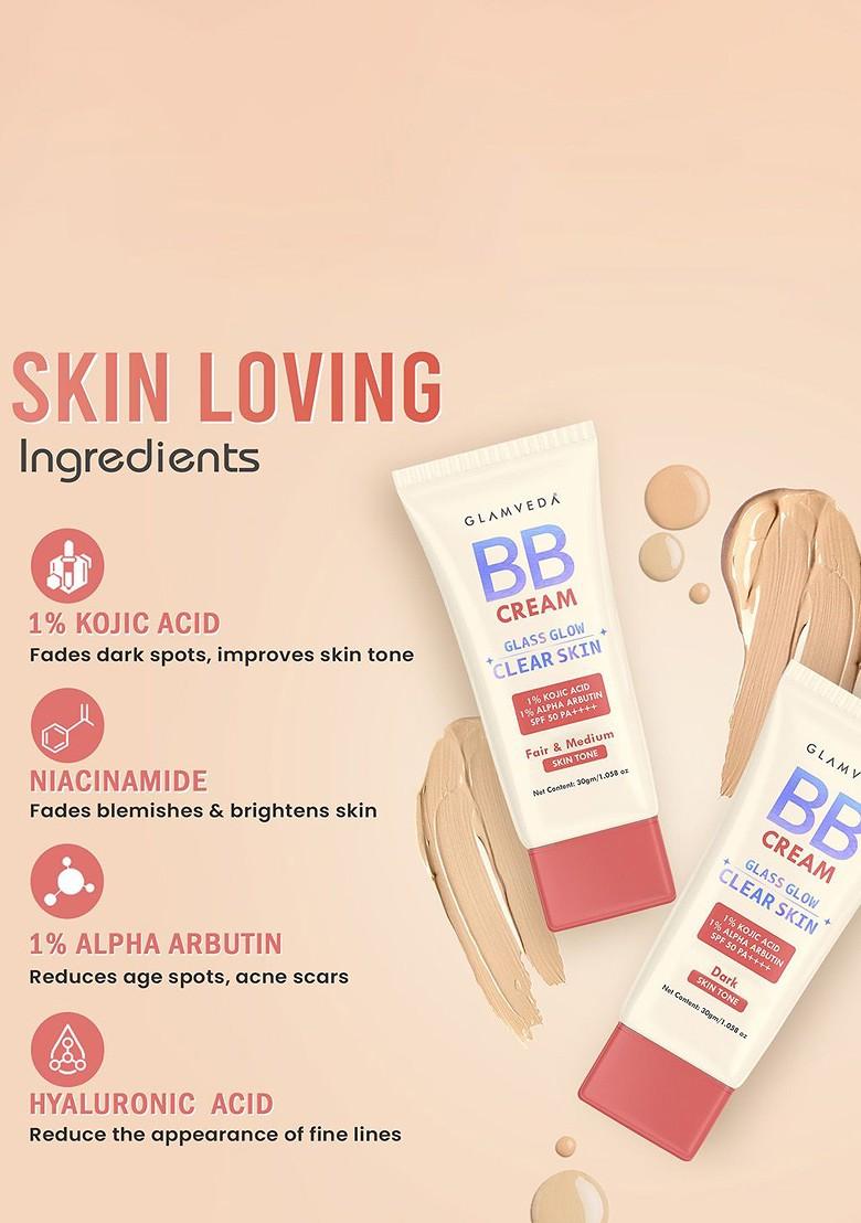 Glamveda Set Of 2 Bb Cream With Spf 50 Fair Warm Skin Tone Shades 30 G Each