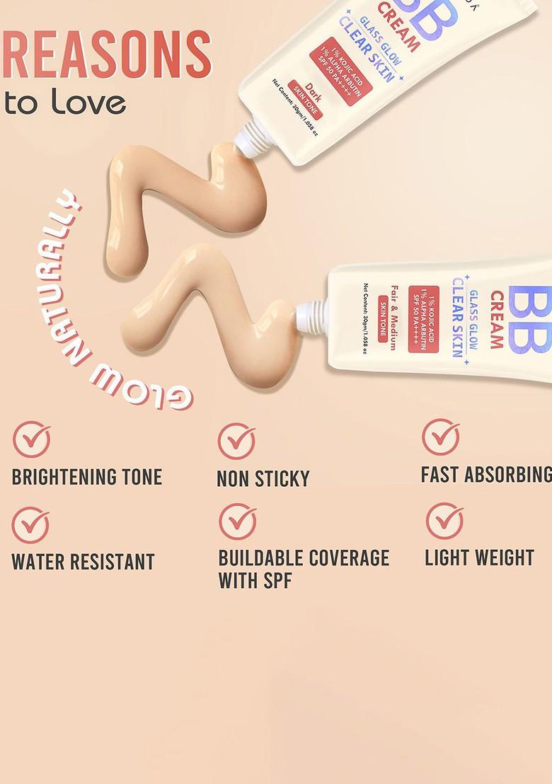 Glamveda Set Of 2 Bb Cream With Spf 50 Fair Warm Skin Tone Shades 30 G Each