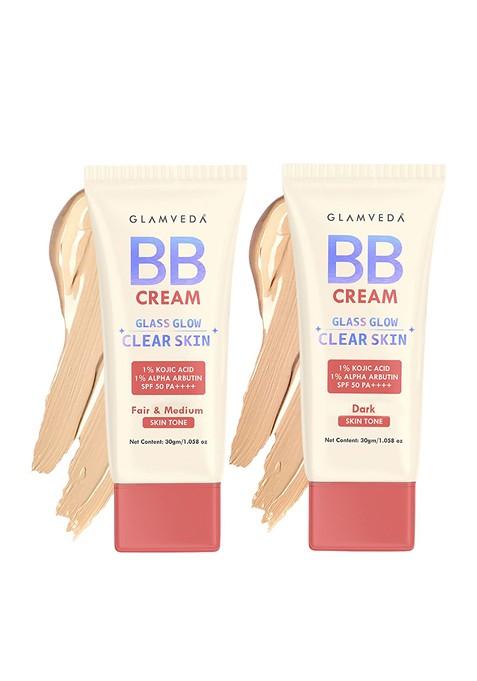 Glamveda Set Of 2 Bb Cream With Spf 50 Fair Warm Skin Tone Shades 30 G Each