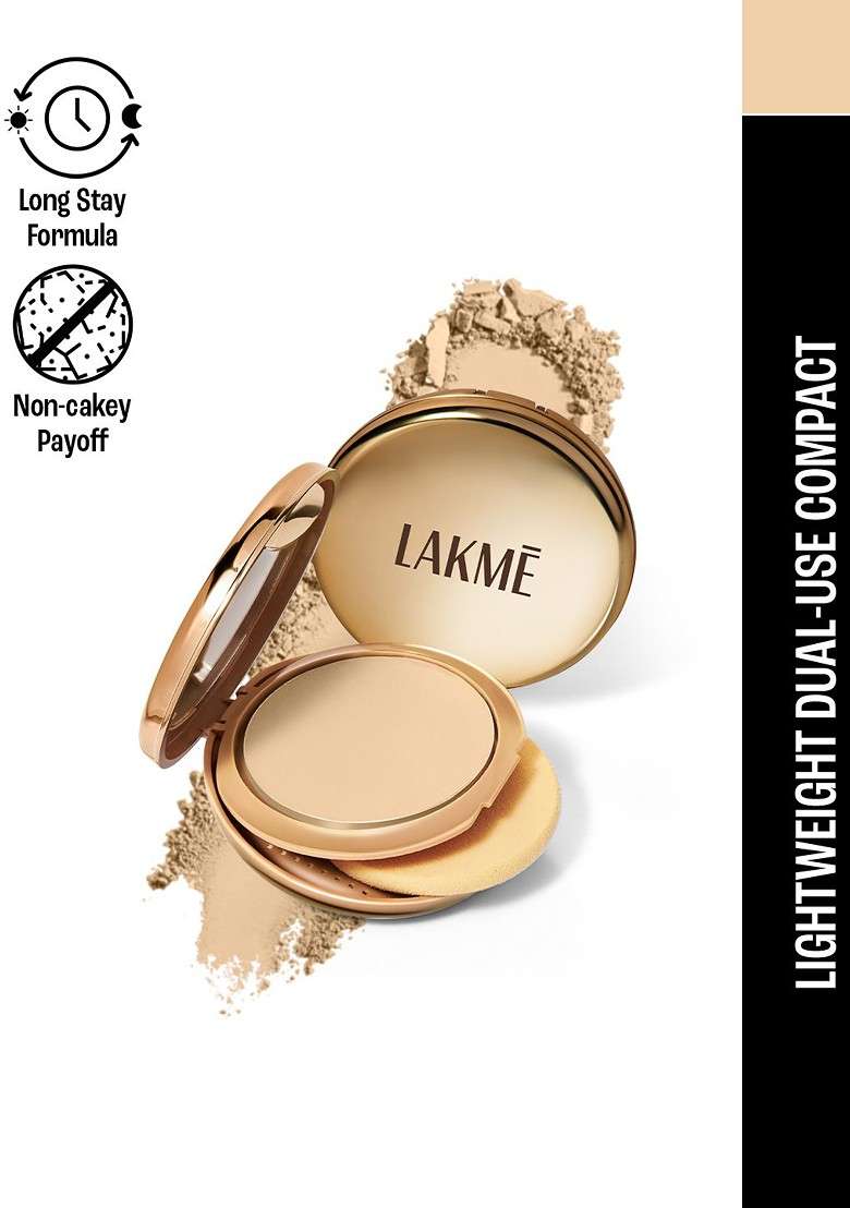 Lakme 9To5 Unreal Dual Cover Pressed Powder 2 In 1 Compact Foundation 9G 10 Ivory - Indya