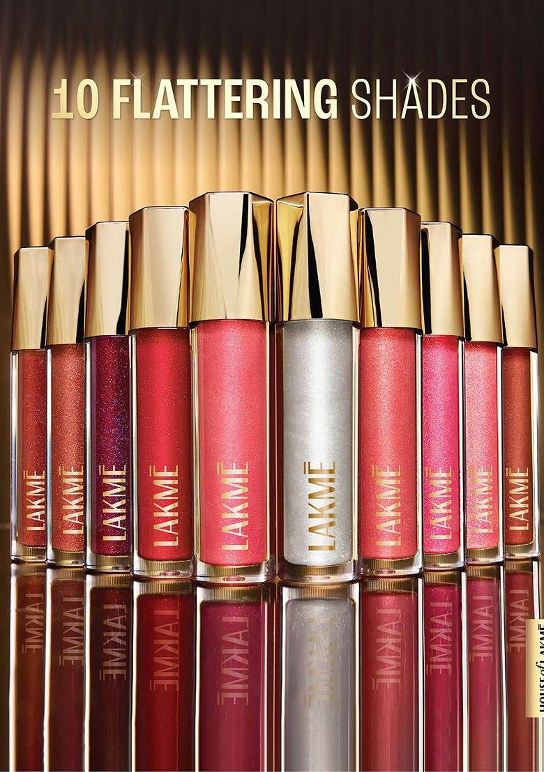 Lakme Glitterati Non Sticky Hydrating Lip Glaze With Vegan Collagen 5Ml Scarlet Spritzer - Indya