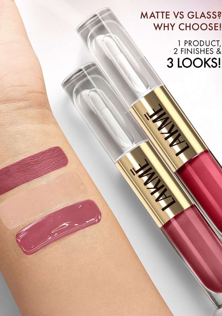 Lakme 9To5 Matte To Glass 2 In 1 Transferproof Liquid Lip Color 7 6Ml Sweet Praline - Indya