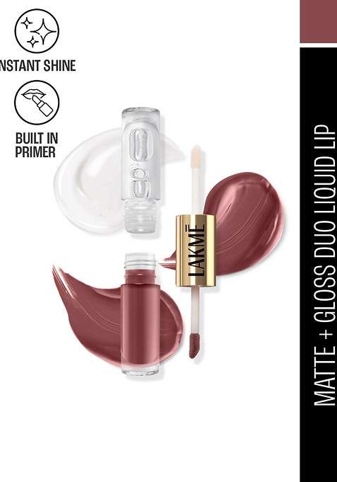 Lakme 9To5 Matte To Glass 2 In 1 Transferproof Liquid Lip Color 7 6Ml Sweet Praline