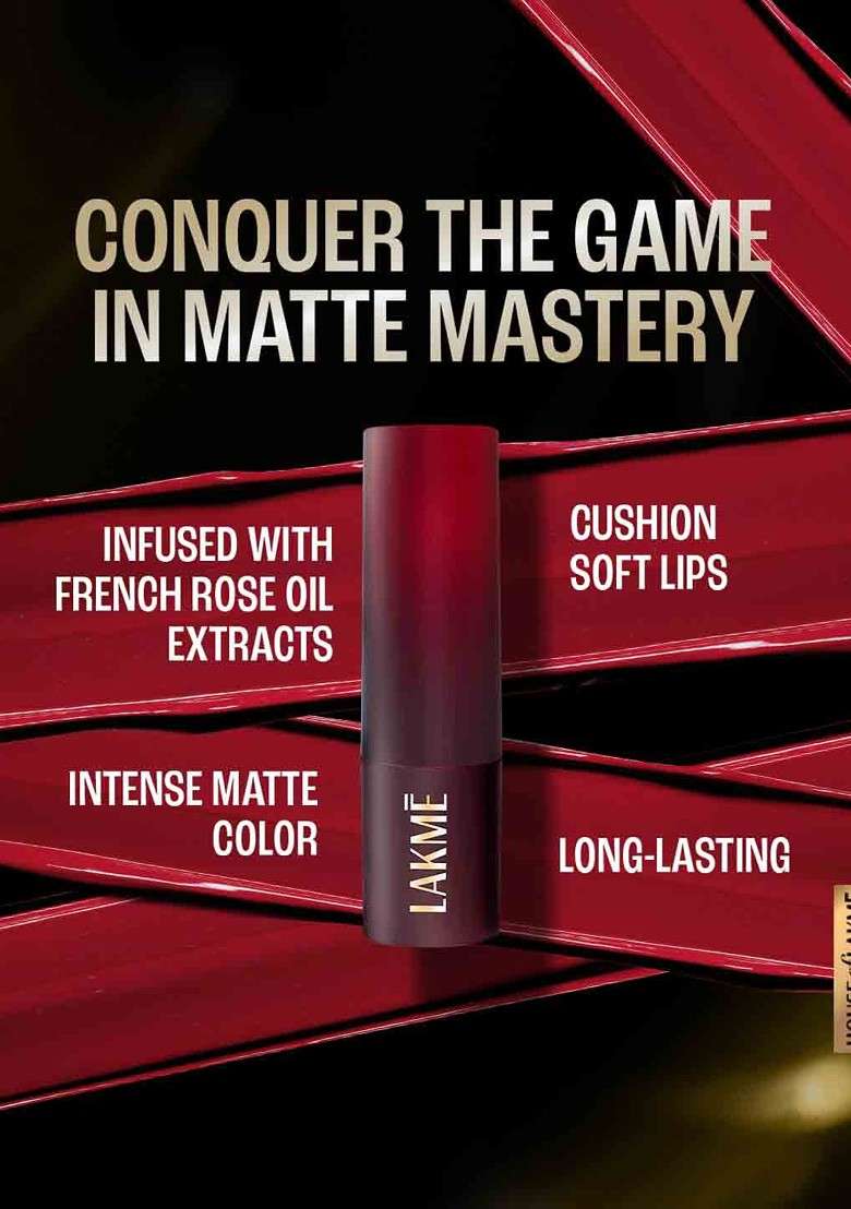 Lakme Cushion Matte Lipstick With French Rose Oil Plum Obsession Cm2 - Indya