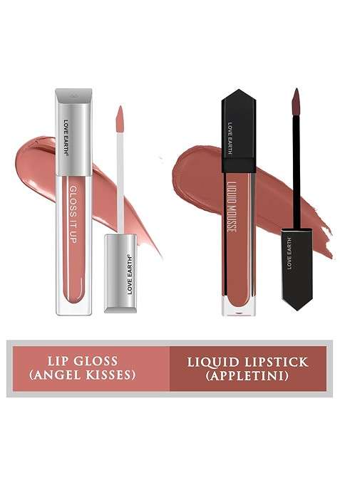 Love Earth Set Of Liquid Mousse Matte Lipstick 6 Ml Gloss It Up Lip 3Ml