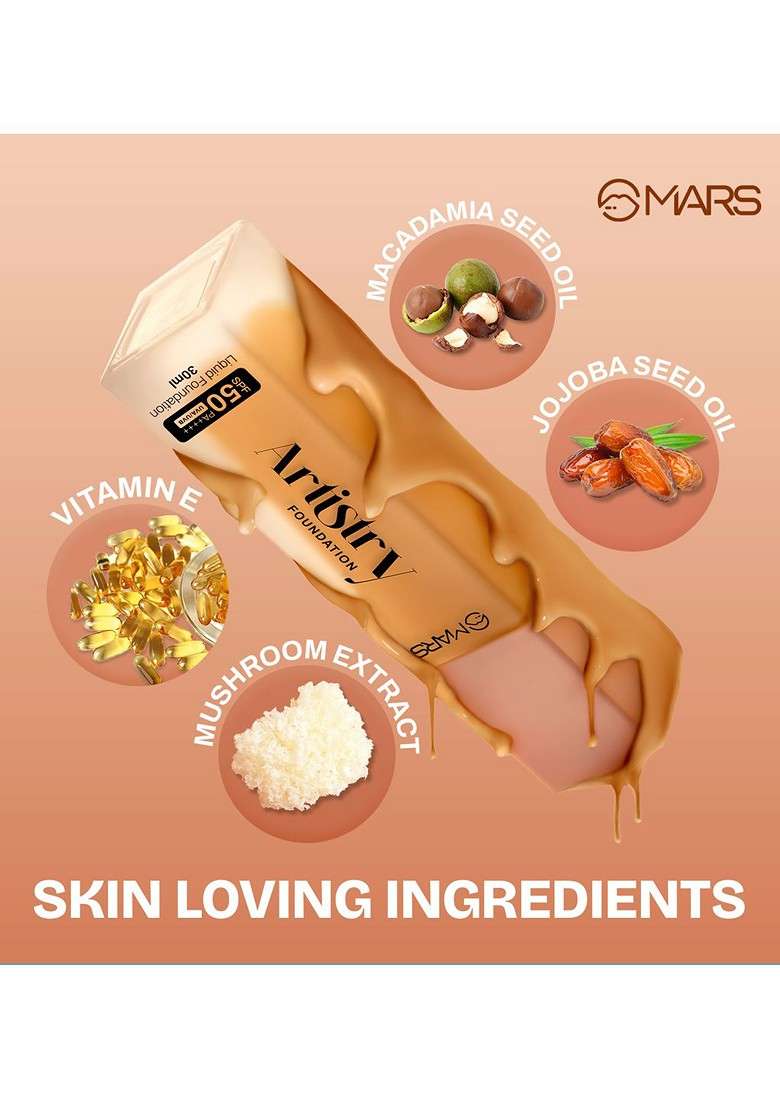 Mars Artistry Spf50 Pa Liquid Foundation 30 Ml Warm Vanilla 01 - Indya