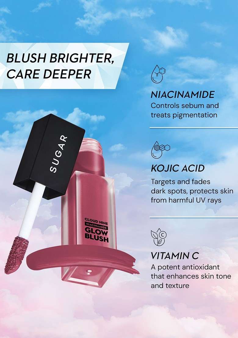 Sugar Cloud Nine Niacinamide Glow Blush 7 6 Ml Bingo Plum 05 - Indya
