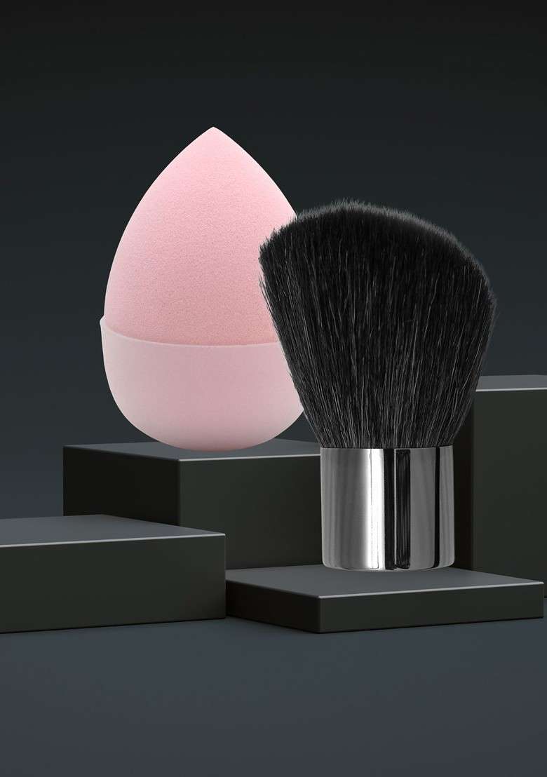 Basicare Set Of 2 Beauty Blender With Makeup Brush - Indya