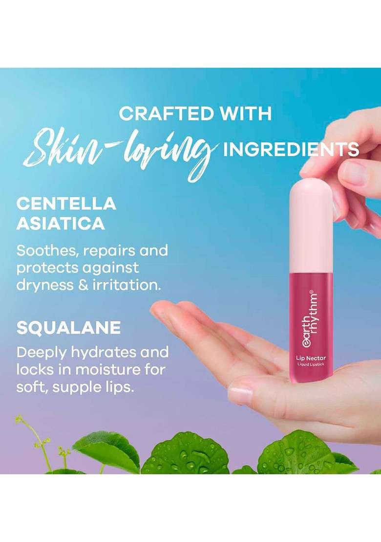 Earth Rhythm Lip Nectar Weightless Never Drying Matte Liquid Lipstick 5Ml Rose - Indya