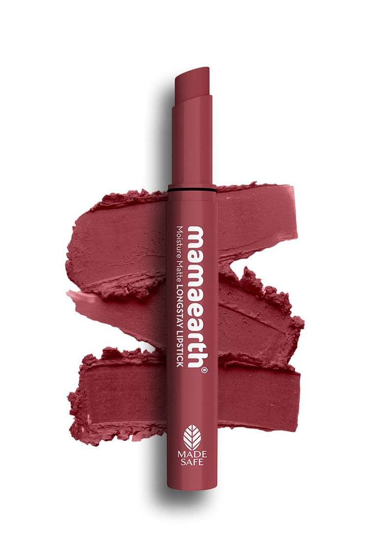Mamaearth Moisture Matte Longstay Lipstick With Avocado Oil Vitamin E 2G Plum Punch 02 - Indya