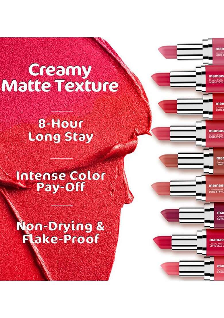 Mamaearth Creamy Matte Long Stay Lipstick With Murumuru Butter 4 2G Hibiscus Nude - Indya