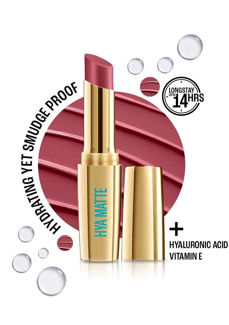 Lakme 9To5 Hya Matte Hydrating Smudgeproof Lipstick Lasts 14Hr 3 6G Workday Rose Bm3 - Indya