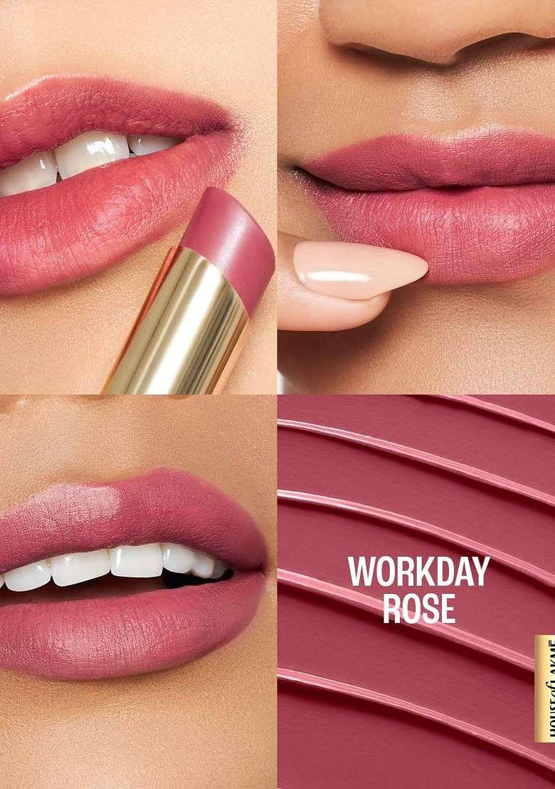Lakme 9To5 Hya Matte Hydrating Smudgeproof Lipstick Lasts 14Hr 3 6G Workday Rose Bm3 - Indya