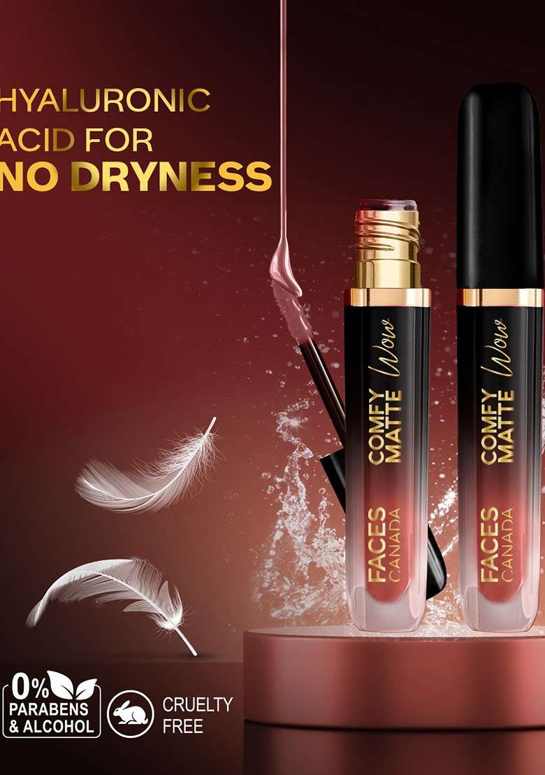 Faces Canada Comfy Matte Wow Liquid Lipstick 3 8Ml Choco Couture 01 - Indya