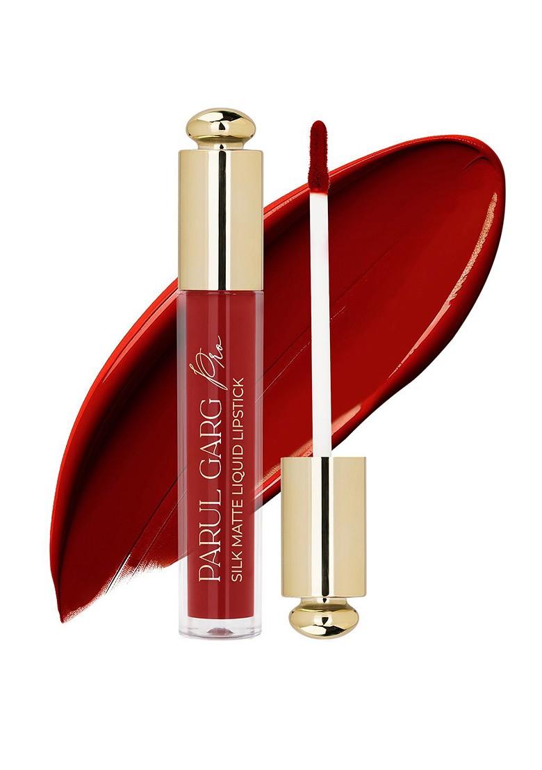 Parul Garg Smudge Proof Matte Lipstick With Shea Butter Vitamin E Hibiscus Deep Red 3Ml