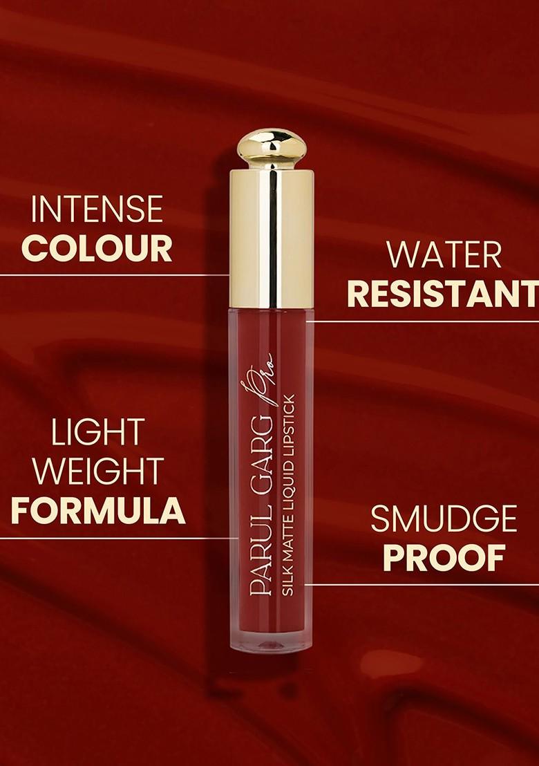 Parul Garg Smudge Proof Matte Lipstick With Shea Butter Vitamin E Hibiscus Deep Red 3Ml