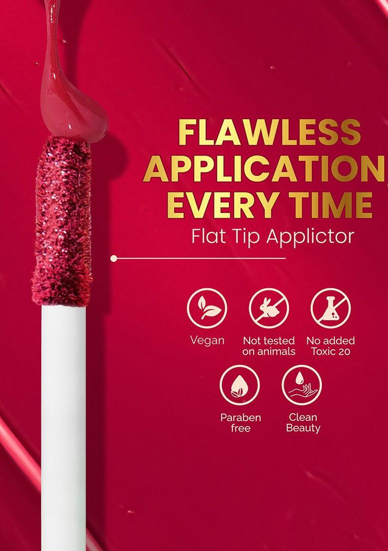 Parul Garg Smudge Proof Matte Lipstick With Shea Butter Vitamin E Hibiscus Deep Red 3Ml