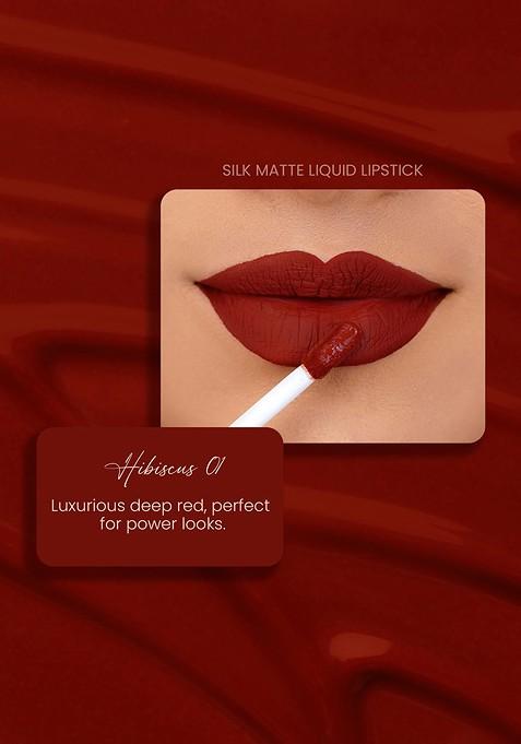 Parul Garg Smudge Proof Matte Lipstick With Shea Butter Vitamin E Hibiscus Deep Red 3Ml