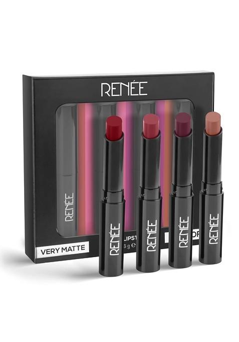 Renee Set Of 4 Very Matte Long Lasting Velvet Smooth Finish Lipsticks 1 6G Each