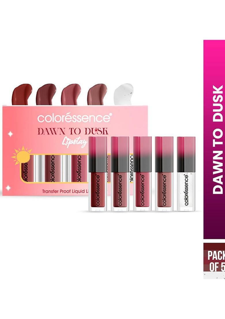 Coloressence Set Of 5 Waterproof Liquid Lipstick Ml Each Dawn To Dusk