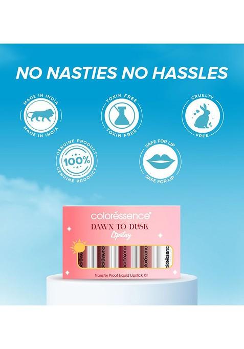 Coloressence Set Of 5 Waterproof Liquid Lipstick Ml Each Dawn To Dusk