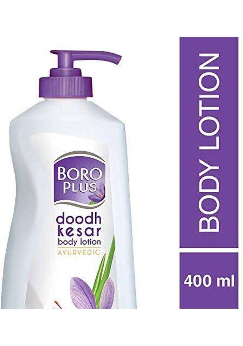 Boroplus Doodh Kesar Body Lotion 24H Moisturisation|100% Ayurvedic|Glowing Skin (400 Ml) - Indya