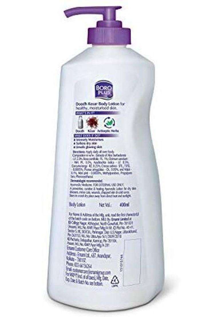 Boroplus Doodh Kesar Body Lotion 24H Moisturisation|100% Ayurvedic|Glowing Skin (400 Ml) - Indya