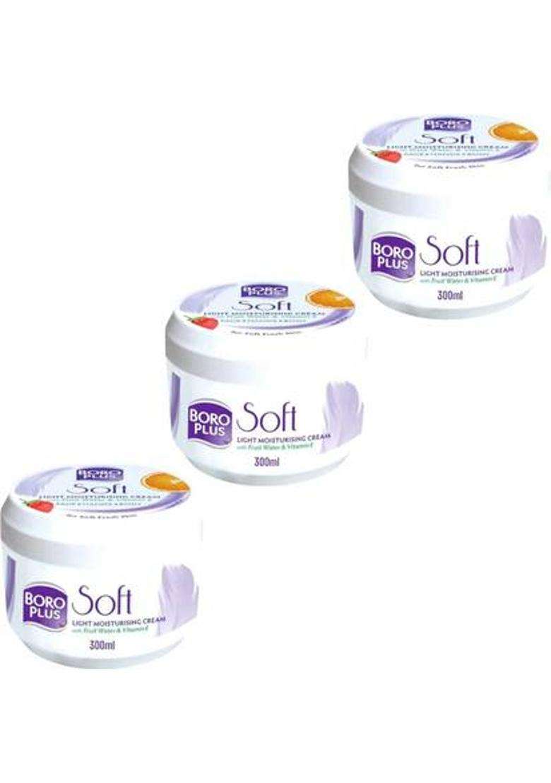 Boroplus Soft Moisturizing Cream For Nourish & Smooth Light Skin Pack Of - 300Ml X 3 (900 Ml) - Indya