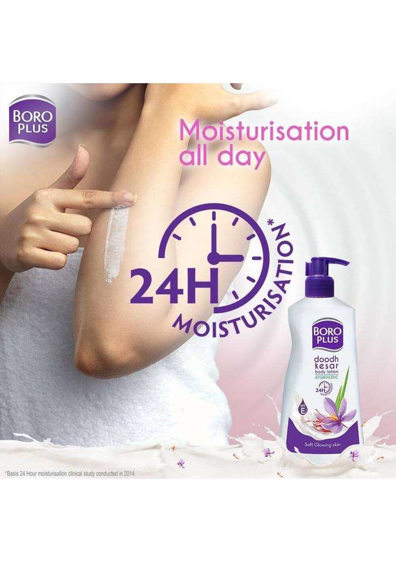 Boroplus Dhoodh, Badam & Kesar|Body Lotion|24 Hour Moisturisation Each 250Ml (500 Ml) - Indya