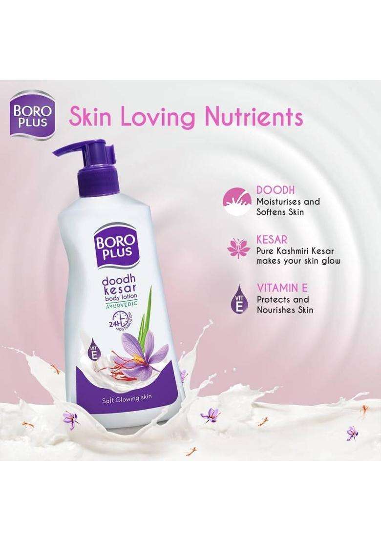Boroplus Dhoodh, Badam & Kesar|Body Lotion|24 Hour Moisturisation Each 250Ml (500 Ml) - Indya