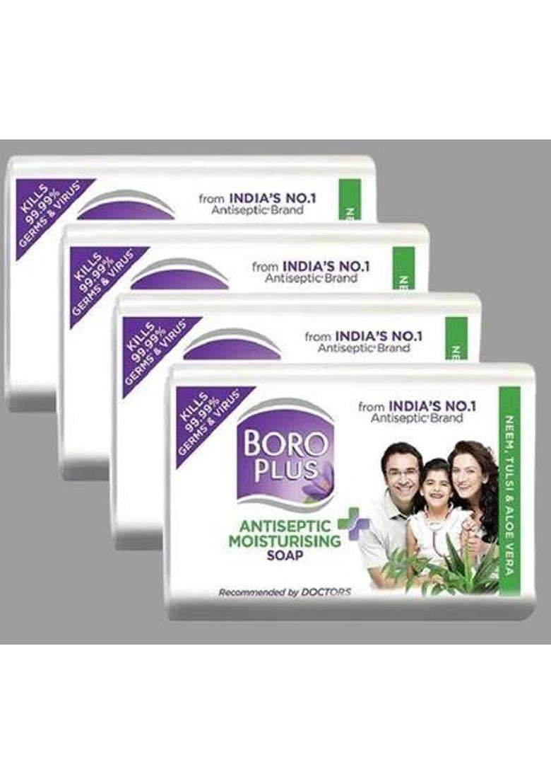 Boroplus Antiseptic Plus Moisturising Soap - Neem, Tulsi And Aloe Vera B (4 X 125 G) - Indya