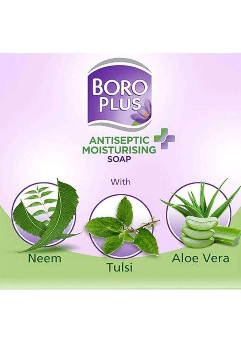 Boroplus Antiseptic Moisturising Soap Neem,Tulsi & Aloe Vera 125Gm (Pack Of 4) (4 X 125 G) - Indya