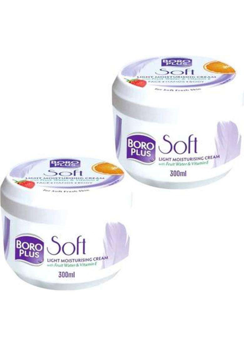 Boroplus Soft Moisturizing Cream For Nourish & Smooth Light Skin Pack Of - 300Ml X 2 (600 Ml) - Indya