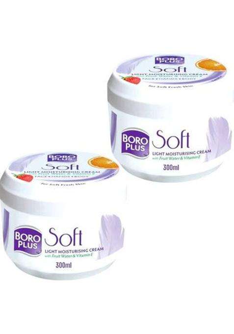 Boroplus Soft Moisturizing Cream For Nourish & Smooth Light Skin Pack Of - 300Ml X 2 (600 Ml)