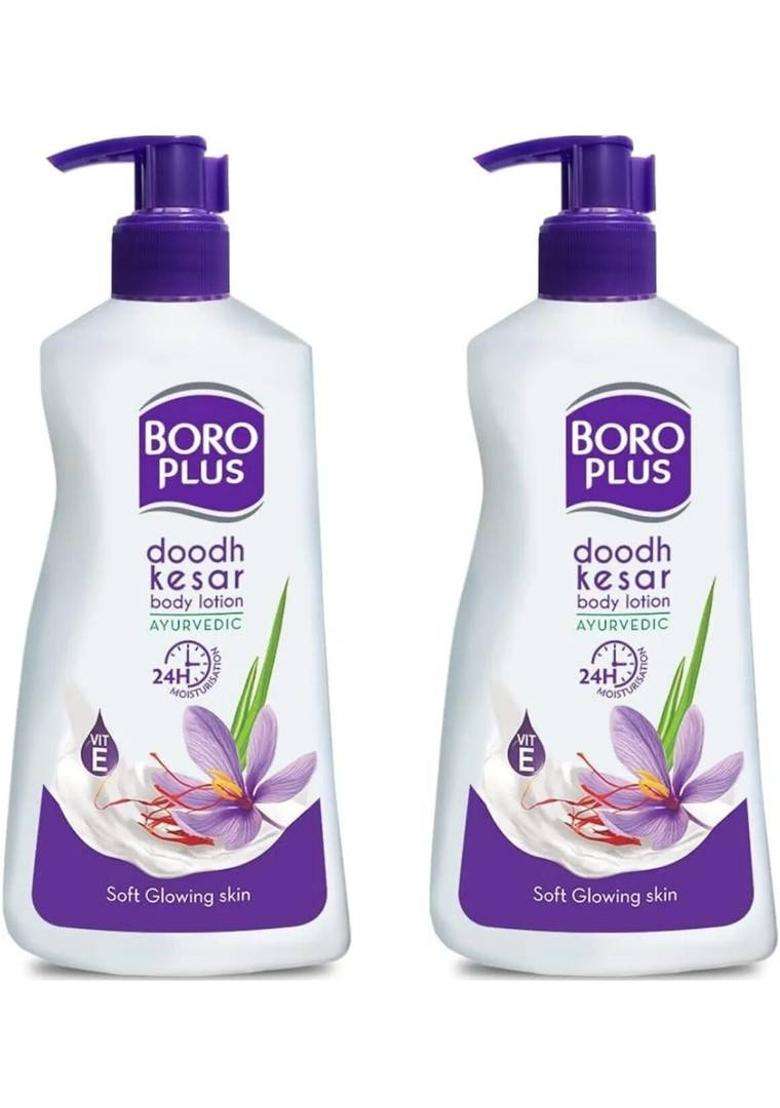 Boroplus Doodh Kesar Body Lotion 24 Hrs Moisturisation Pack Of 2(400Ml+400Ml)= (800 Ml) - Indya