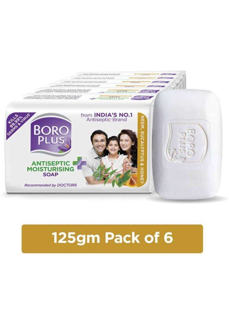 Boroplus Antiseptic + Moisturising Soap - Neem, Eucalyptus & Honey (6 X 125 G) - Indya