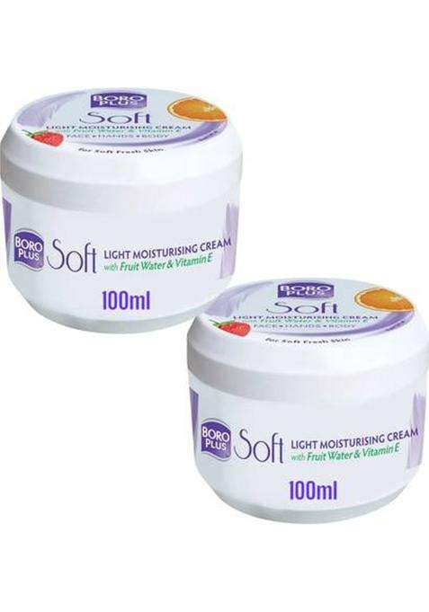 Boroplus Boro Plus Soft Light Moisturizing Cream For Smoothing & Nourish Skin - 100Ml X 2 (200 Ml)