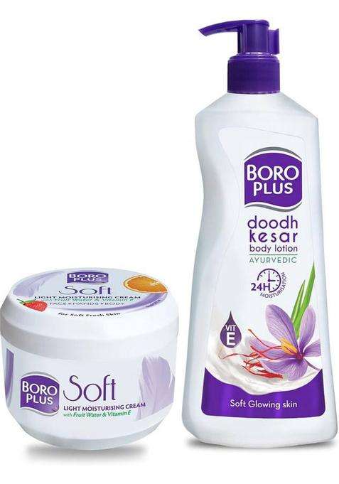 Boroplus Soft Ayurvedic Antiseptic Cream 200Ml + Doodh Kesar Lotion 400Ml (600 Ml)