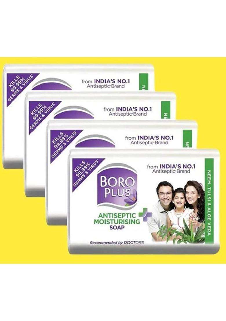 Boroplus Antiseptic Plus Moisturising Soap - Neem, Tulsi And Aloe Vera D (4 X 125 G) - Indya