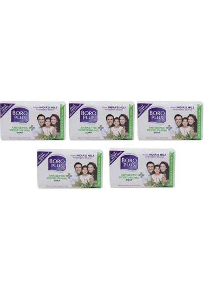 Boroplus Antiseptic Moisturizing Soap With Neem, Tulshi & Aloe Vera (5 X 125 G) - Indya