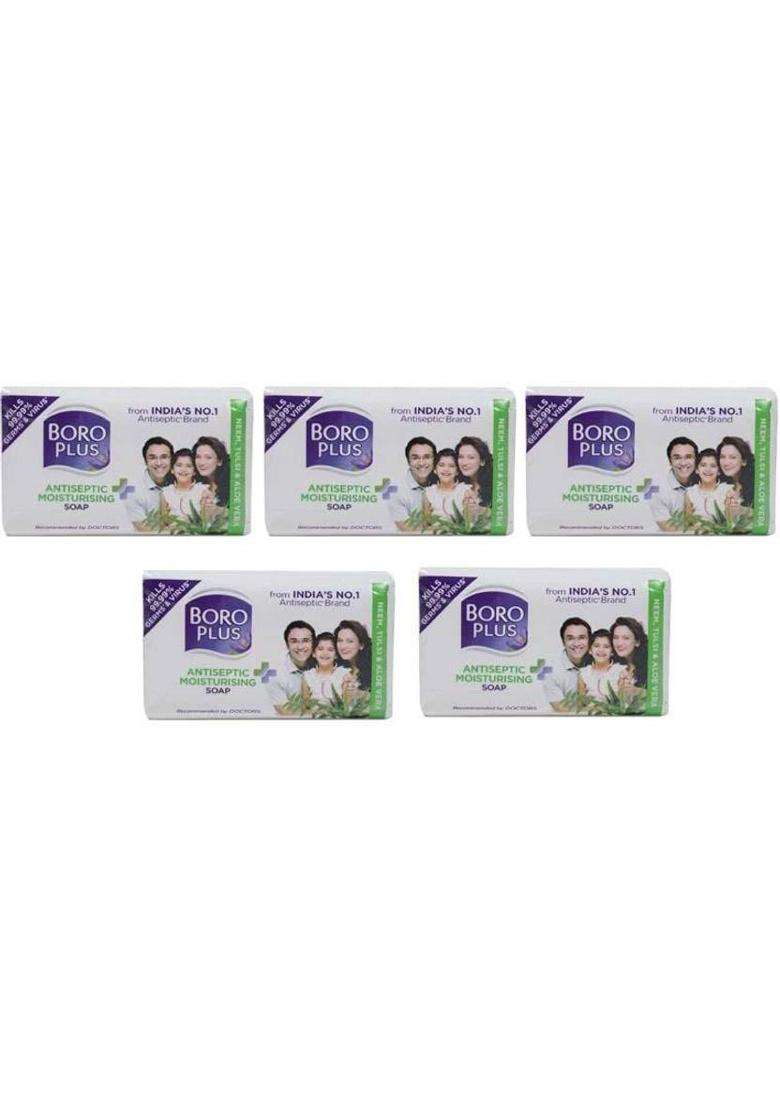 Boroplus Antiseptic Moisturizing Soap With Neem, Tulshi & Aloe Vera (5 X 125 G) - Indya